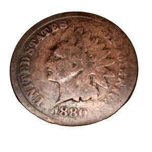 1880 Indian Head Cent Penny Circulated  Copper Collectible Vintage U.S. Coin